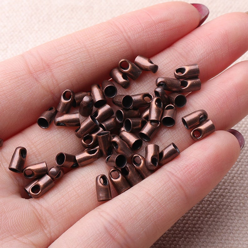 200pcs Cord End Caps Red Copper Tubes Cord Loops Perfect for Etsy