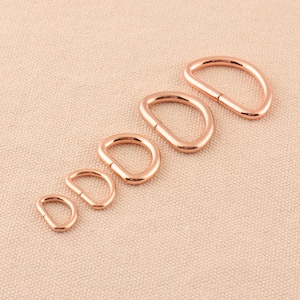 50pcs/lot rose gold D-rings Dee ring 10/12/14/20/25mm inner bag buckle metal ring for bag leather webbing diy sewing  accessories