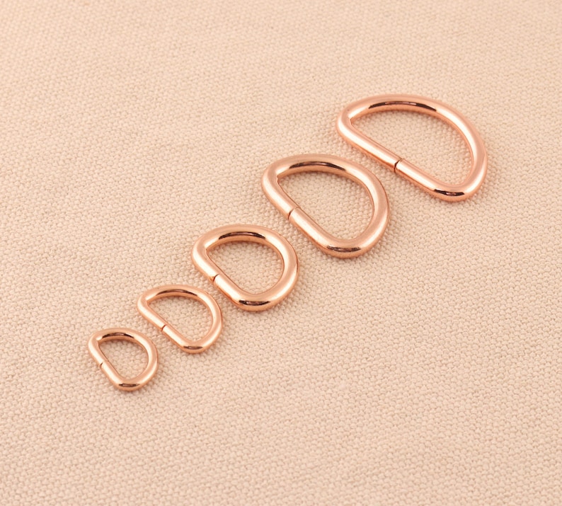 50pcs/lot Rose Gold D-rings Dee Ring 10/12/14/20/25mm Inner Bag Buckle ...
