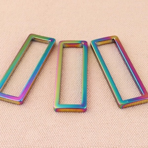 6pcs/lot 2'' 50mm Tri -glide adjuster buckle Rainbow Color Alloy sliders Rectangle Ring for Bag Garment luggage belt hardware accessories