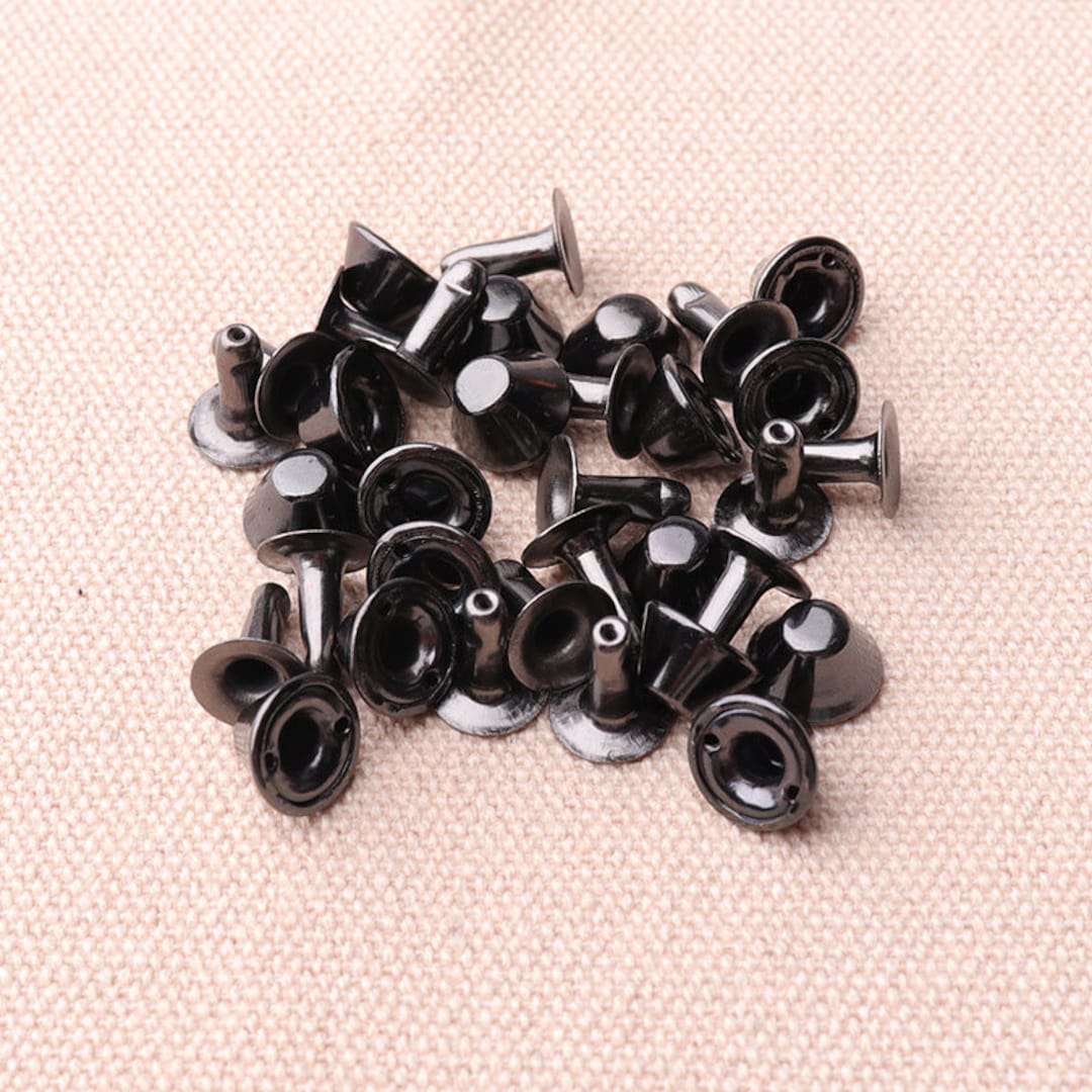 Large Back Rivets Caps 100pcs Double Cap Rivets Black Rivets Round, Bucket, Cone, Mushroom ...