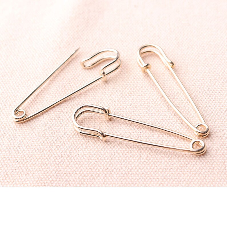 10pcs Jumbo Safety Pins 50mm Large Pin brooch Kilt Pins light Gold Safety pins