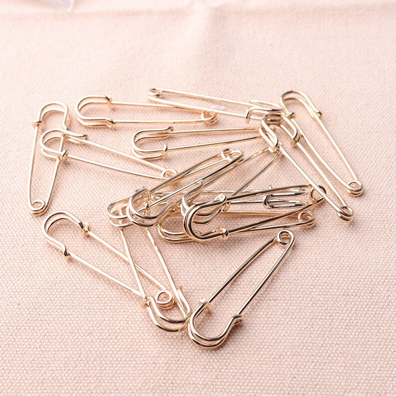 10pcs Jumbo Safety Pins 50mm Large Pin brooch Kilt Pins light Gold Safety pins