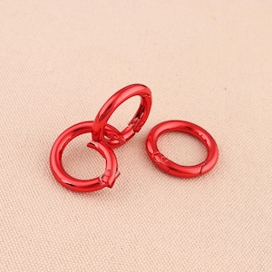 5pcs /lot  spring ring metal push gate o ring 28mm outer open ring spring ring clasps  key ring round shape  red color
