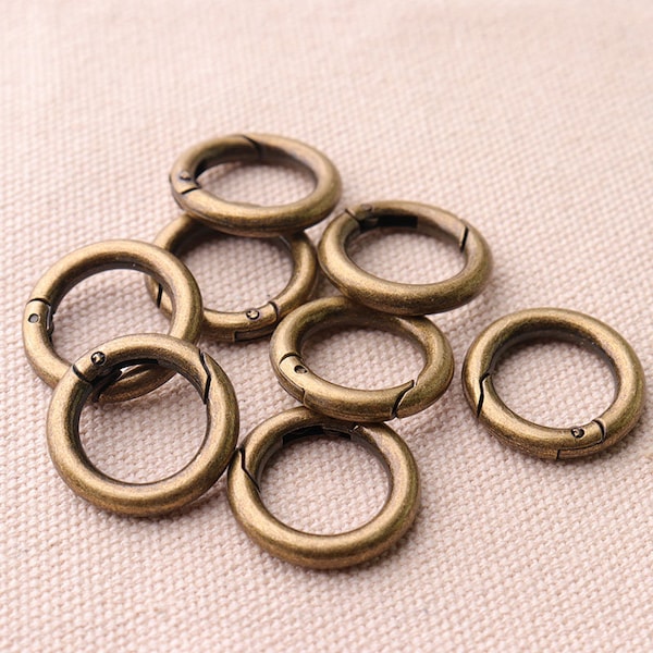 12pcs haute qualité 20mm bronze O anneaux ouverture porte-clés printemps métal O anneaux pour bijoux fabrication mousqueton Snap clip déclencheur sac à main matériel