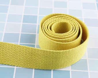Light Yellow 1 inch Cotton Webbing, You Pick Yards Belts Purse Bag Straps Handles Leash