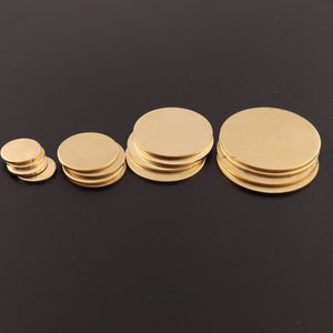 Copper Discs 1/2&quot; 3/4&quot; 1&quot; 1 1/4&quot; metal Tags stamping blanks 18Ga 1.0mm brass stamping discs Hand Stamping Supplies, For Hand Stamping  10pcs