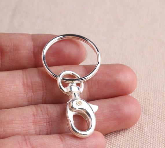 10pcs Swivel Snap Hook With Key Ring Silver Color Key Chain Lobster Clasp  Decoration Accessories 