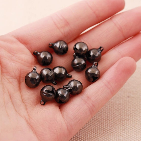 50pcs Black 8mm Jingle Bells Small Jingle Bells Tiny Mini Bells