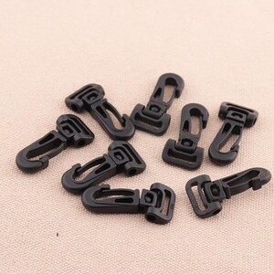 10pcs Small Plastic Snap Hook Swivel Clasp Purse Strap Clip Black Push Gate Lobster Claw Hook