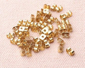 100pcs Earring Backs Gold Color Small Earring Backs Stoppers Two Size Available