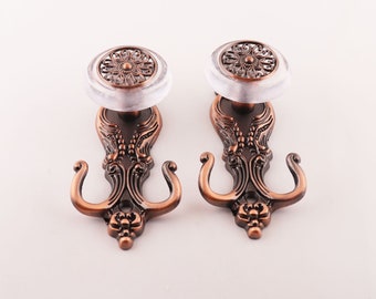 Wall Hooks 16cm Brass Vintage Curtain Hooks  decorative hook wall hooks hangings Metal  Red CopperTiebacks Hardware Towel Hook, Kitchen Hook