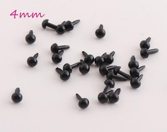 4 mm 黒 動物の目 小さなプラスチックの目 工芸用安全目 100個