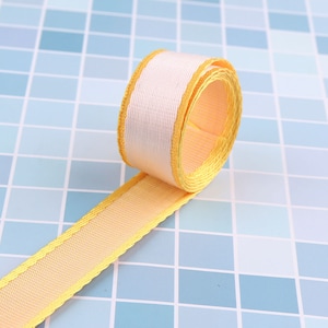 Gurt Gurtband, weiße Baumwolle Gurtband 1 Zoll gelben Rand Gürtel Handtasche Tasche Träger Griffe Leine, Sie wählen Yards