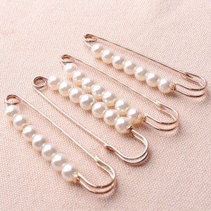 10pc 75mm Jumbo Safety Pins  Large Pin brooch Kilt Pins shawl pins With Spacer Beads Gold Safety pins
