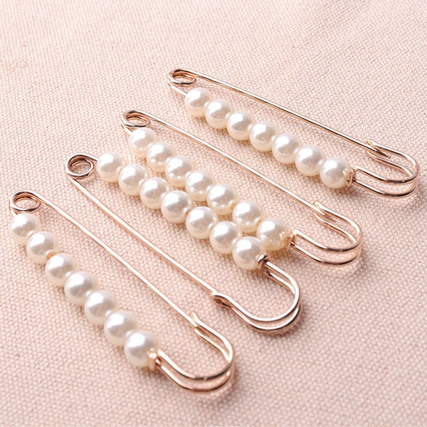 10pc 76mm Jumbo Épingles de sécurité Grande broche broche Kilt Pins broches châle avec perles d’espacement Or Épingles de sécurité