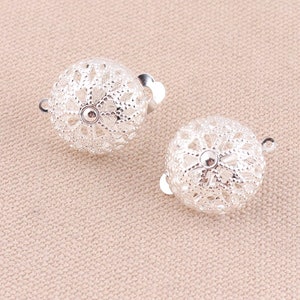 White Silver Earring Clip With Filigree Design Non Pierced Ears Change Pierced Over to Clip 6pairs