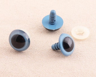 Olhos de segurança azuis de 18mm, olhos brilhantes, olhos de vidro redondos, olhos de animais diy, olhos de boneca, olhos de gato, olhos artesanais