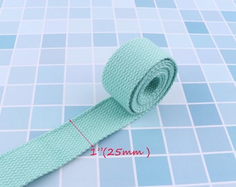 1 inch 25mm light green color Cotton Webbing Fabric Canvas for key fobs Belts Purse Bag Straps ribbon Handbag accessories