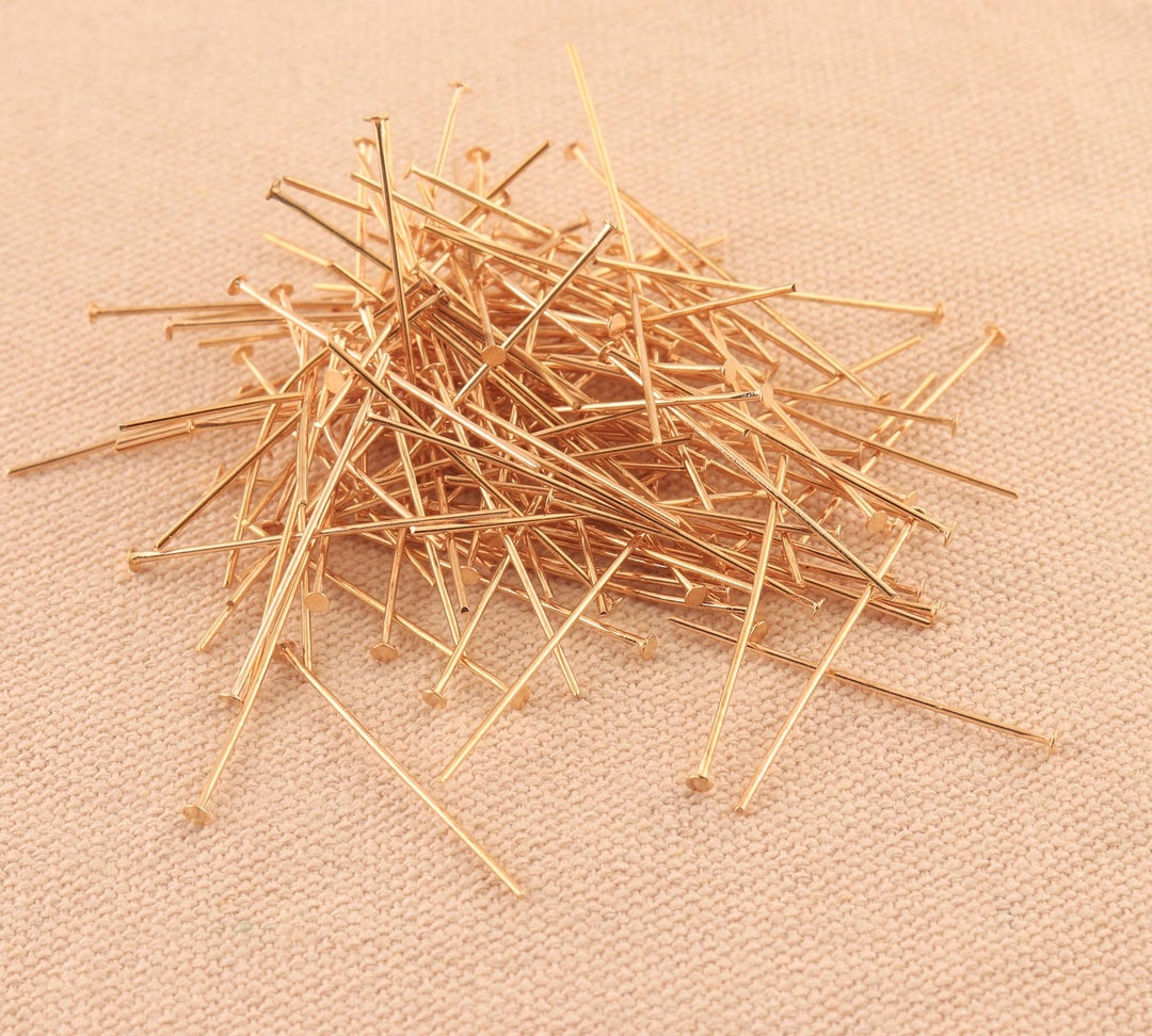 100pcs Flat Head Pins 32mm Long Head Pins Jewelry Making Finding Gold