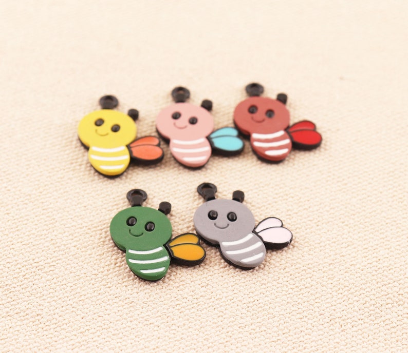 10pcs Honeybee Charm,Bee Charms,Bumble Bee Charm ,Honey Bee Crystal Bee Pendant Craft Supplies DIY Findings image 3