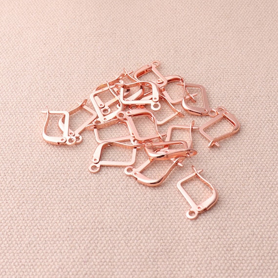 30 pcs Rose gold Square Lever Back hinged Earrings Hook Open Loop Findings  DIY Making