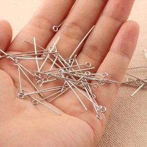 200pcs 0.7mm metal eye pins 21 gauge bulk head pins eye pin nail,jewelry finding 28mm long thin pins