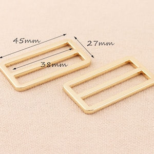 10pc  gold 38mm Tri-glide Flat Adjuster,Metal Slide Buckle, Triglide Strap Keeper for 38mm Strap Bag Belt Buckle,Adjuster slider