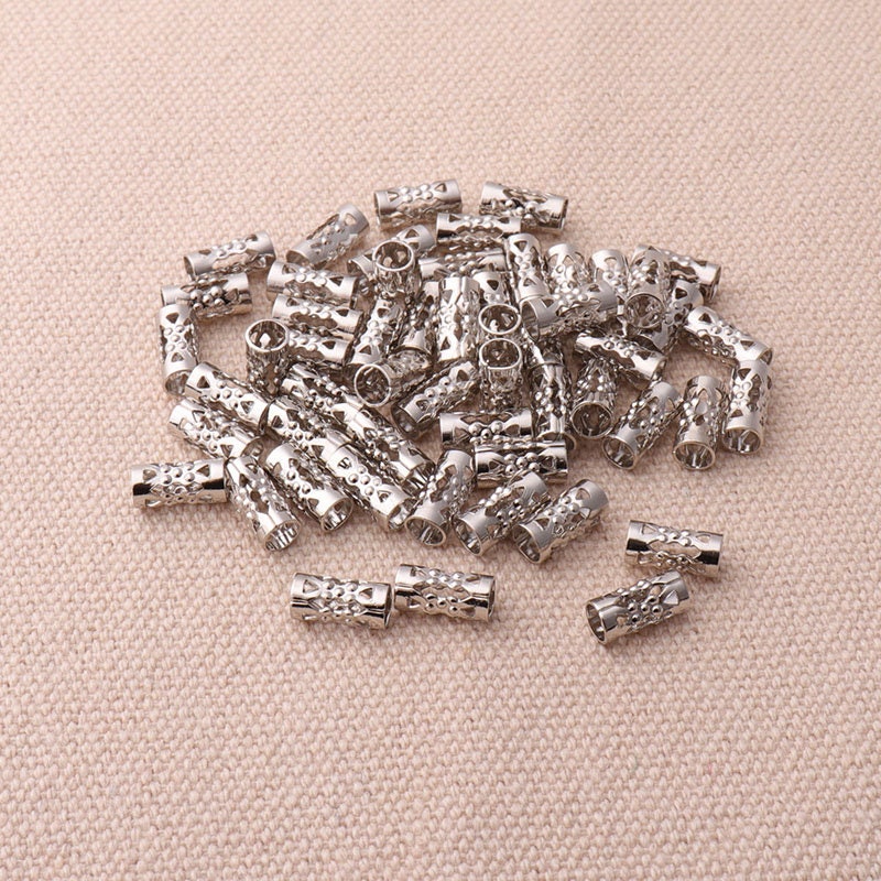 10Pcs 925 Sterling Silver Beads-Antique Silver, 4x5.5mm Tube Beads, Big  Hole Filigree Spacer 2.5mm