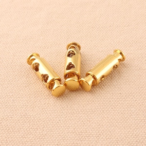 6pcs/lot gold color cord locks toggle cord lock paracord lock spring toggle lock metal double hole  for garment bag shoes sewing accessories