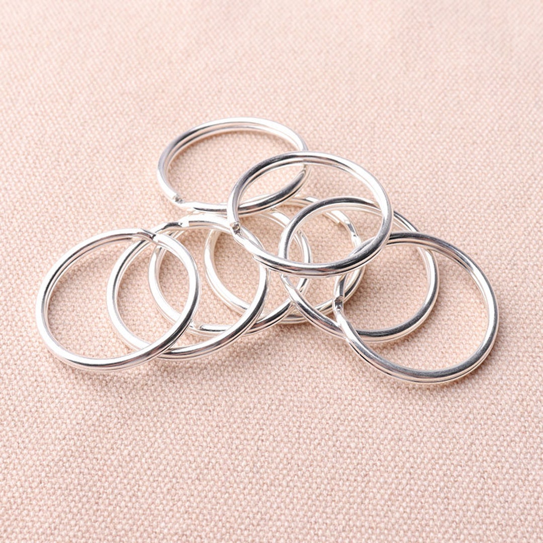 Silver Color Key Ring Key Ring 30mm White Silver Color Key Chain Round Split Keychain Split ...