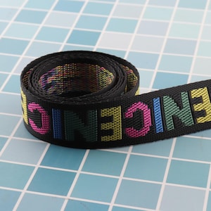 Patrón de letras 25mm Correas Nylon algodón poliéster lona correas para llaveros, correas de bolso, accesorios de costura de la prenda cinturón