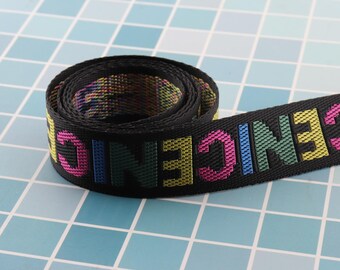 Letter Pattern 25mm Webbing Nylon Cotton polyester Canvas Webbing for Key Fobs, Purse Straps, Belt garment sewing accessories