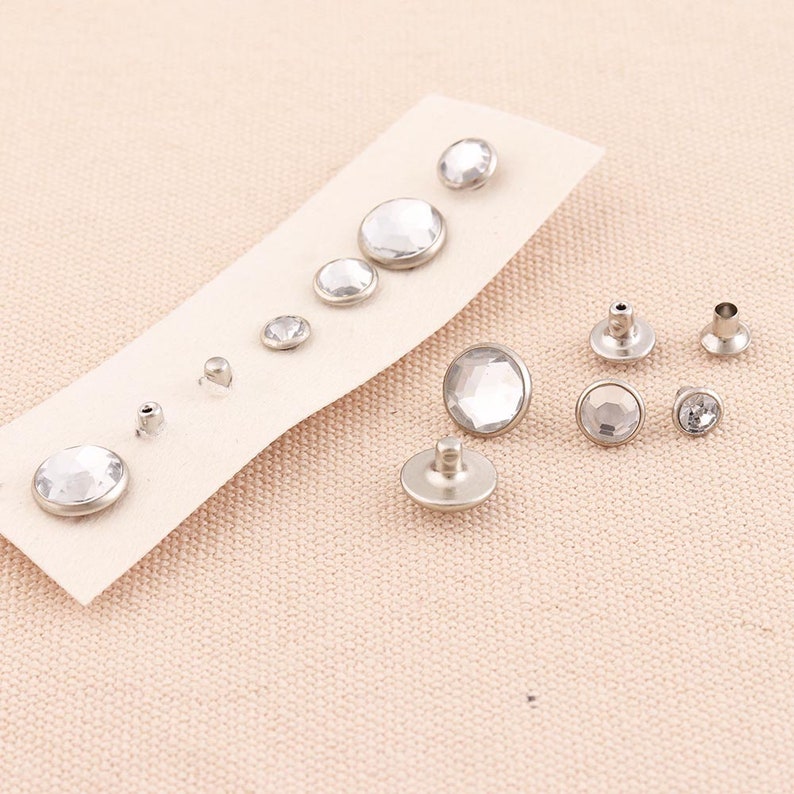 Rhinestone Rivets Crystal Leather Riveting Diamond Riveting Etsy