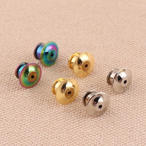 10pcs Pin Backs metal gold/silver/ rainbow color Pin Keepers badge label pins locking clutch bag garment DIY decoration accessories