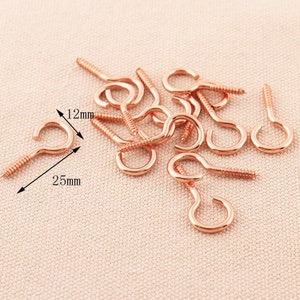200pc Screw Eye Bails Rose gold for Top Drilled Findings 25*12mm
