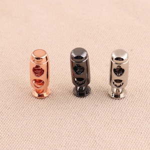 6pcs /lot cord lock,Rose gold /black /silver color paracord lock,barrel toggle double hole cord lock for Sewing garment diy accessories