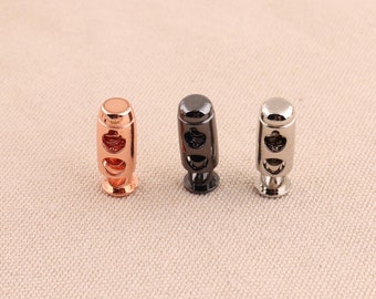 6pcs /lot cord lock,Rose gold /black /silver color paracord lock,barrel toggle double hole cord lock for Sewing garment diy accessories