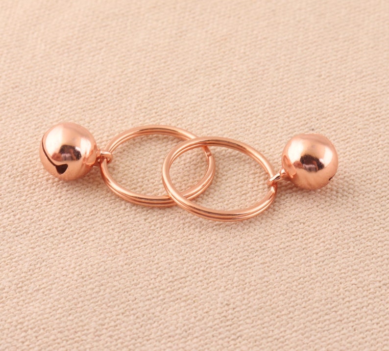 20pcs Rose Golor Color jingle bell metal loose beads Wit key ring Christmas Decoration ornament jewelry accessories
