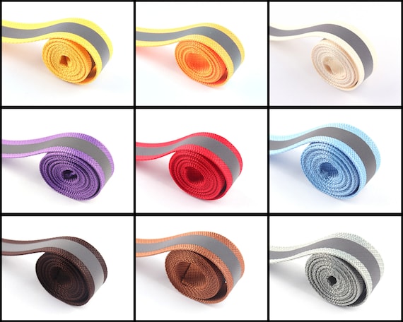 3/4 inch(20mm) Colorful Reflective Nylon Webbing Ribbons for Pet Collar Knapsack Belt Band Strap Tape DIY Bag Sewing Accessories premium