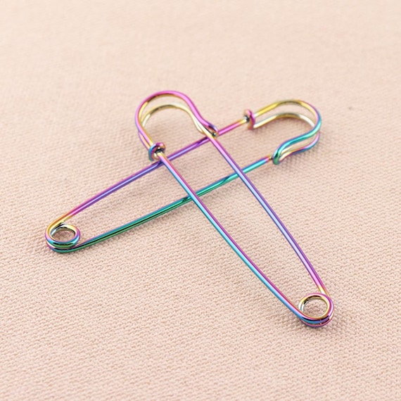 10pcs Beautiful Design Safety Pins 76mm Rainbow Pins, Clothing Shawl Pin  Brooch Pins Large Safety Pin for Label Earring 