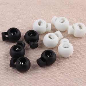 7mm White Rope Cord Stopper,black Cord Locks for 1/4 Elastic Cord Toggle Cord  Lock Stopper Cord Toggle Lock Rope Cord Lock Plastic Lock 