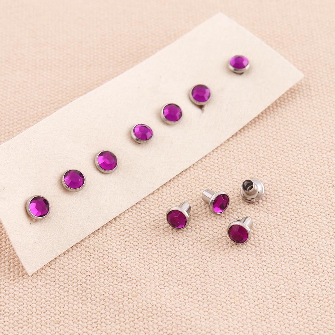 Purple Rivet Purple 6*6mm Crystal Rivets ,rhinestone Rivets Hollow Rivets ,studs for ...