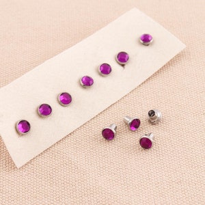 Purple 6*6mm Crystal Rivets ,Rhinestone Rivets Hollow Rivets ,Studs for Leather Craft ,Tiny Rapid Rivets Studs Bag,Leather Craft Making
