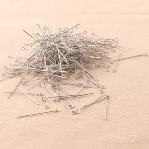 200pcs silver eye pins ,metal jewelry pins long head pins 21 gauge 0.7mm bulk screw eye pins 16/20/22/28/32 mm long