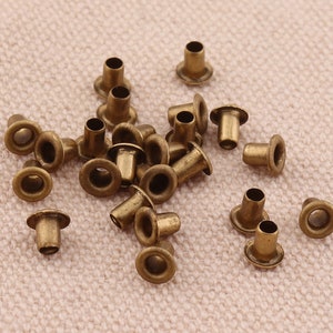 200pcs Mini 2 mm Hole Metal Grommets Eyelets,Bronze solid brass eyelet Leather Craft Repair Grommet fit Leather Craft Bag Shoes Belt Cap