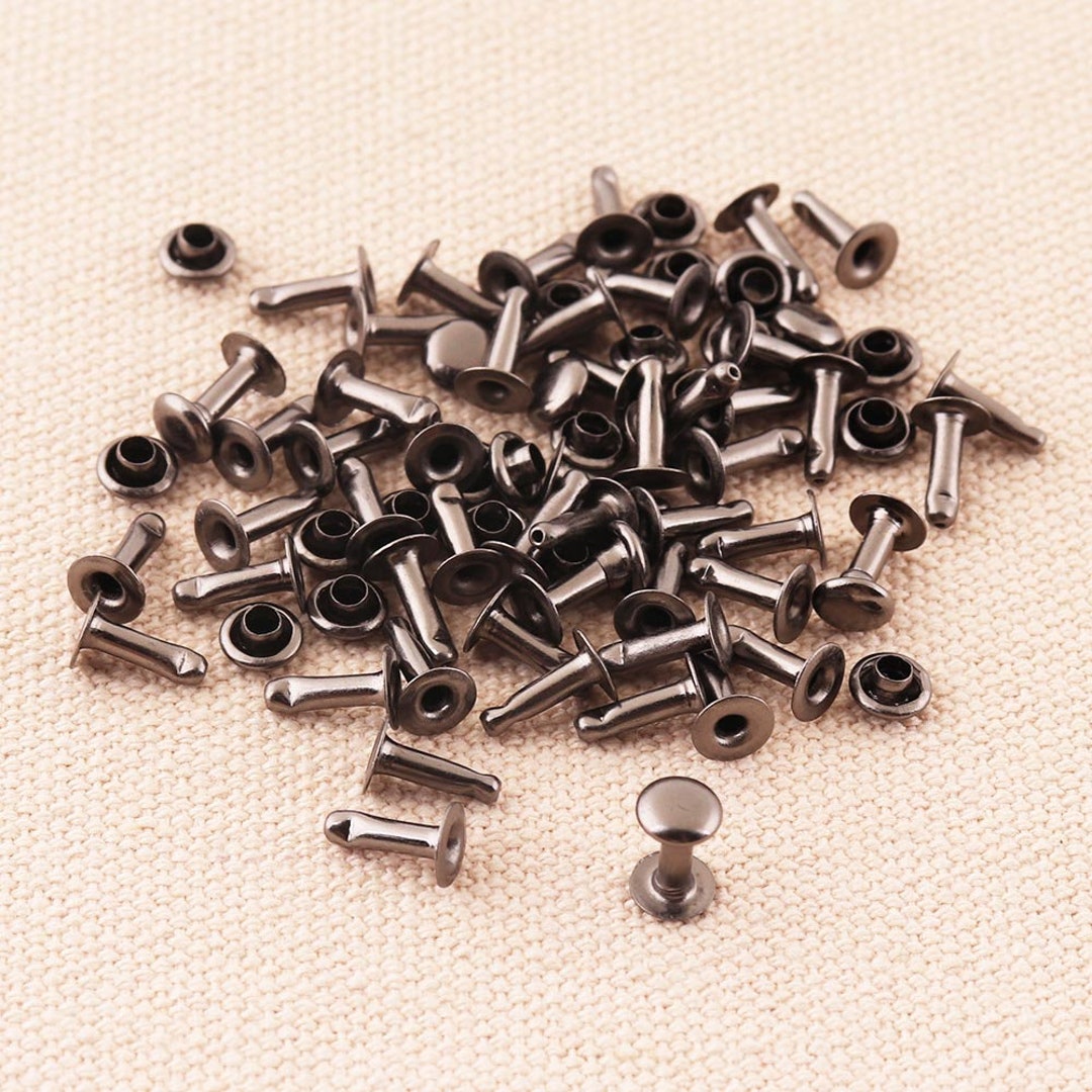 Black Small Double Cap Rivets Round Rapid Rivet Punk Rock Leathercraft ...