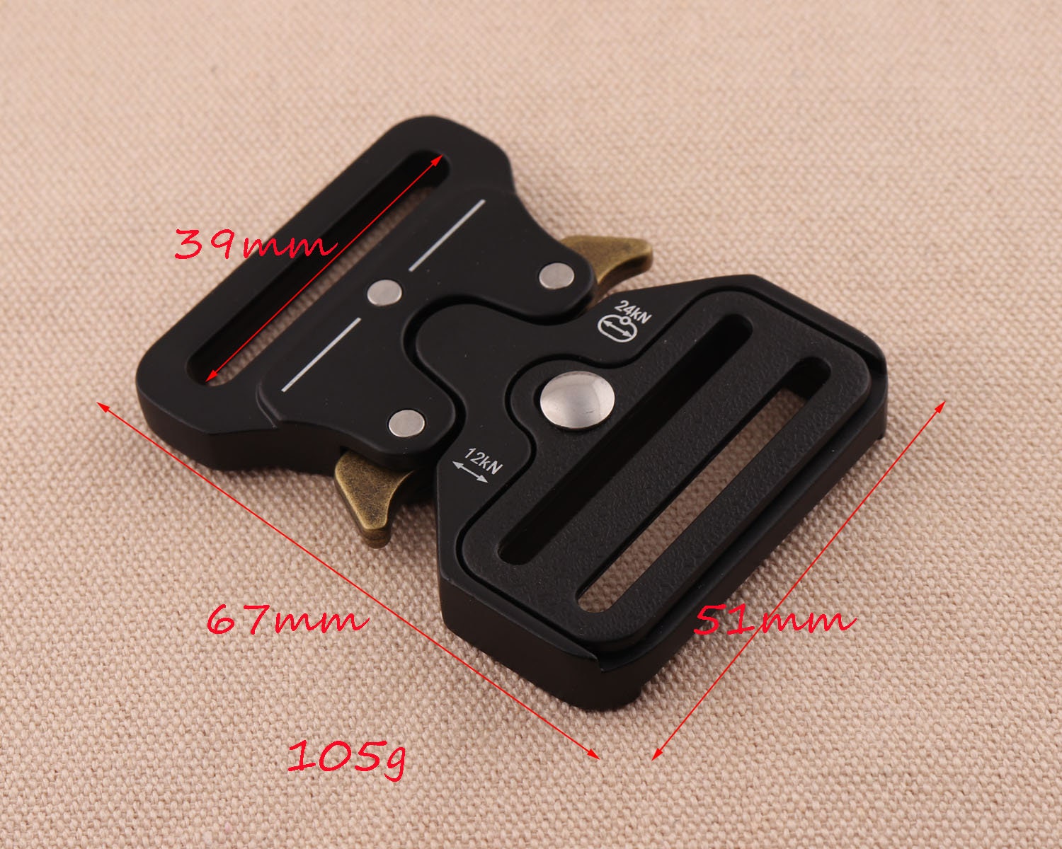 2pcslot Quick Side Slide Release Buckle 39mm inner black color Metal for Backpacks Webbing Clip Lock garment accessories