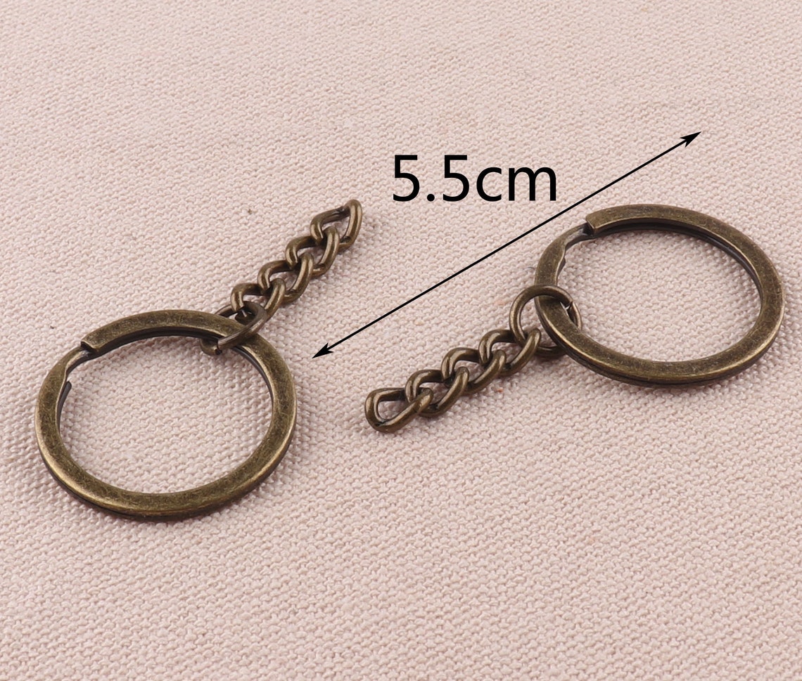 25mm Key Chain Rings With Attached Chain Chain Ring Split Etsy