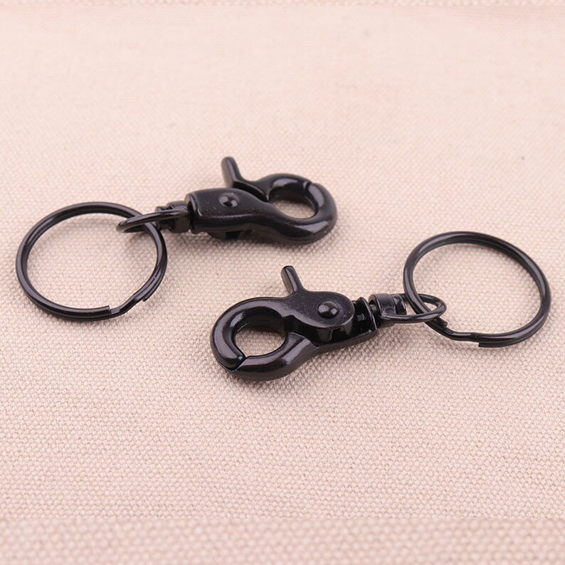12pcs Black Trigger Swivel Clasp With Key Ring Lobster Clasp Etsy